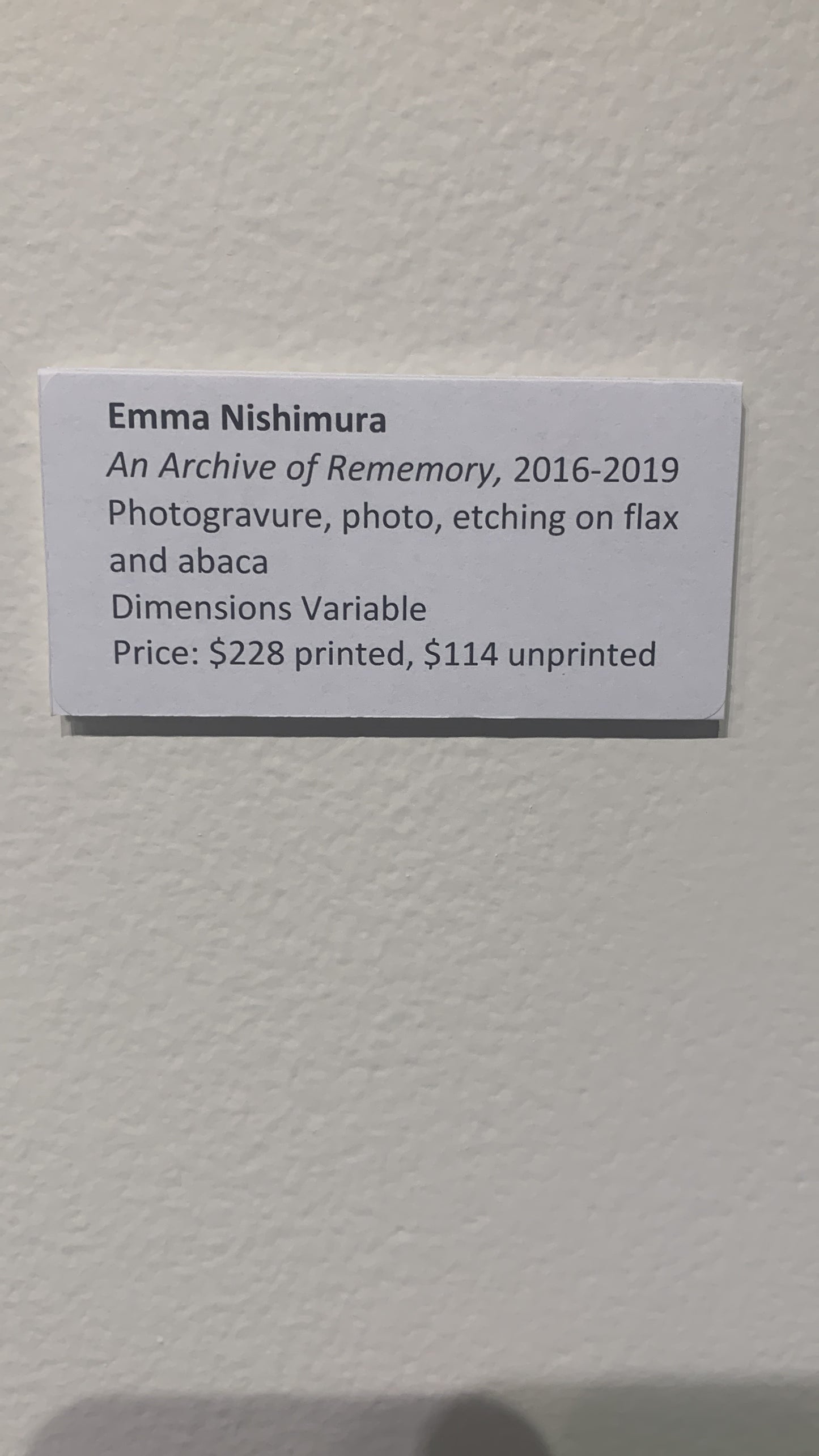 EMMA NISHIMURA, An Archive of Rememory (unprinted bundles), 2016-2019